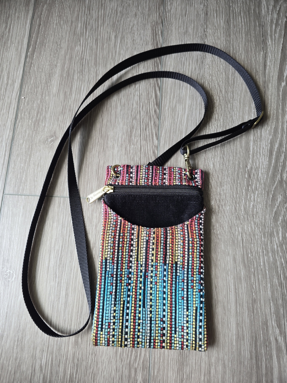 Danny K Tapestry Crossbody Phone Passport Bag Multicolor Boho Woven Made in USA